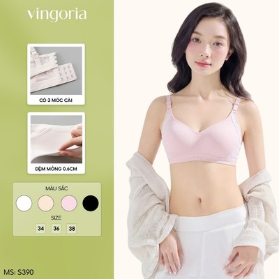 Áo ngực không gọng nữ cotton mút mỏng VINGO/VINGORIA dây lưới thoáng khí mặc thoải mái S390