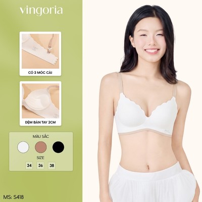 Áo lót không gọng nâng ngực VINGO/VINGORIA thiết kế không viền đúc su mát lạnh S418 - S436