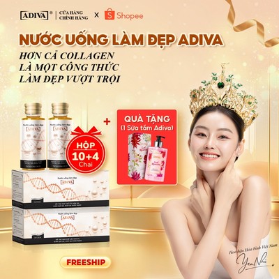 [LIVESTREAM] Combo 2 Hộp Nước Uống Làm Đẹp Collagen ADIVA 28 Chai Hỗ Trợ Đẹp Da, Chống Lão Hóa Toàn Diện
