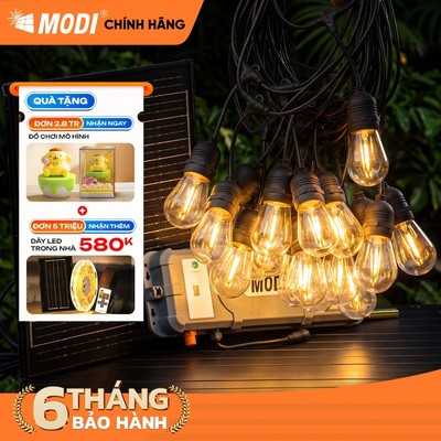 Đèn Dây Trang Trí Ngoài Trời MODI SOLAR, Đèn Led Trang Trí Năng Lượng Mặt Trời Kháng Nước IP65
