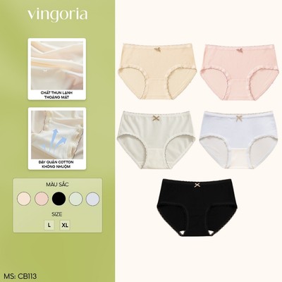 Combo 5 quần lót nữ thun lạnh VINGO/VINGORIA viền sóng kèm nơ CB100