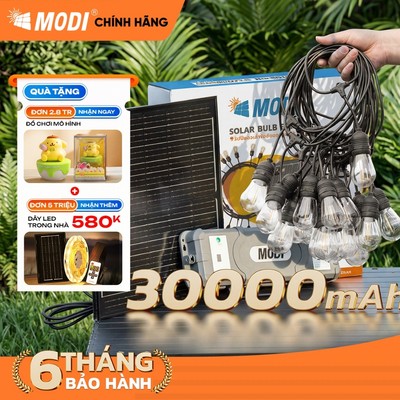 Bộ Dây Đèn Trang Trí Super Năng Lượng Mặt Trời MODI SOLAR 10M 20 Bóng, 15M 30 Bóng Bản Nâng Cấp