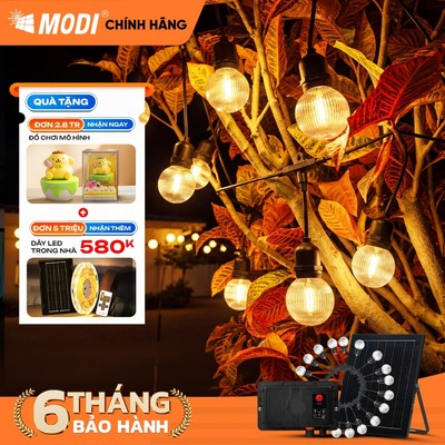 Dây Đèn Trang Trí G60 Năng Lượng Mặt Trời MODI SOLAR Trang Trí Sân Vườn Ánh Sáng Ấm Chống Nước