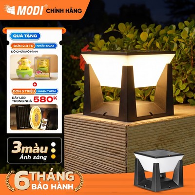 Đèn Trụ Cổng Năng Lượng Mặt Trời MODI SOLAR, Đèn LED Hàng Rào Sân Vườn Ngoài Trời Chống Nước