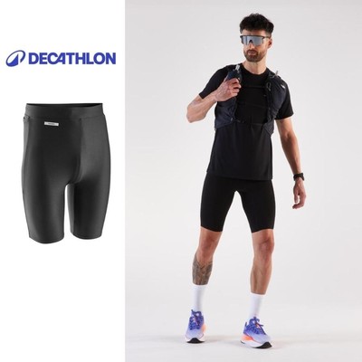 Quần short chạy bộ nam bó sát run 100 đen Decathlon KALENJI mã 8817446