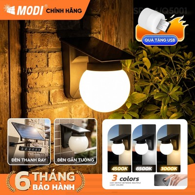 Đèn Tường Năng Lượng Mặt Trời MODI SOLAR Có 3 Chế Độ Màu, Trang Trí Ngoài Trời