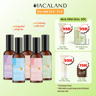 Xịt giữ nếp tạo kiểu và dưỡng tóc 3in1 MACALAND 100ml hương thơm nước hoa cho tóc