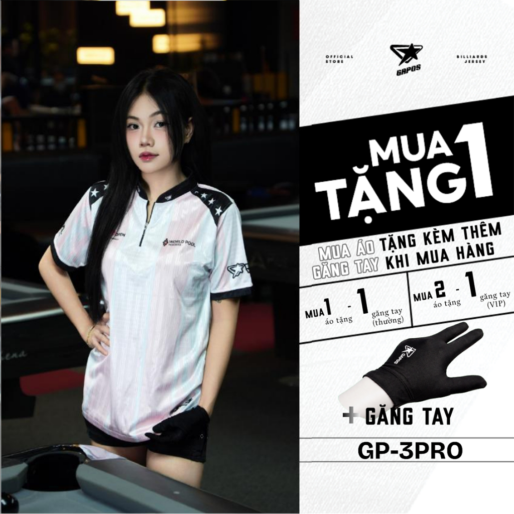 Áo Thun Billiards Chuyên Nghiệp Nam/Nữ Chất Vải Lấp Lánh Màu Hồng Pastel Mã GP-3PRO