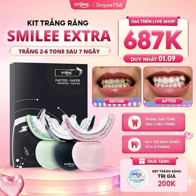 [GIÁ 687K LIVE ECOGO] Trắng răng Smilee Extra, kít làm trắng răng từ 2 đến 6 tone sau 5-7 ngày sử dụng, KOC