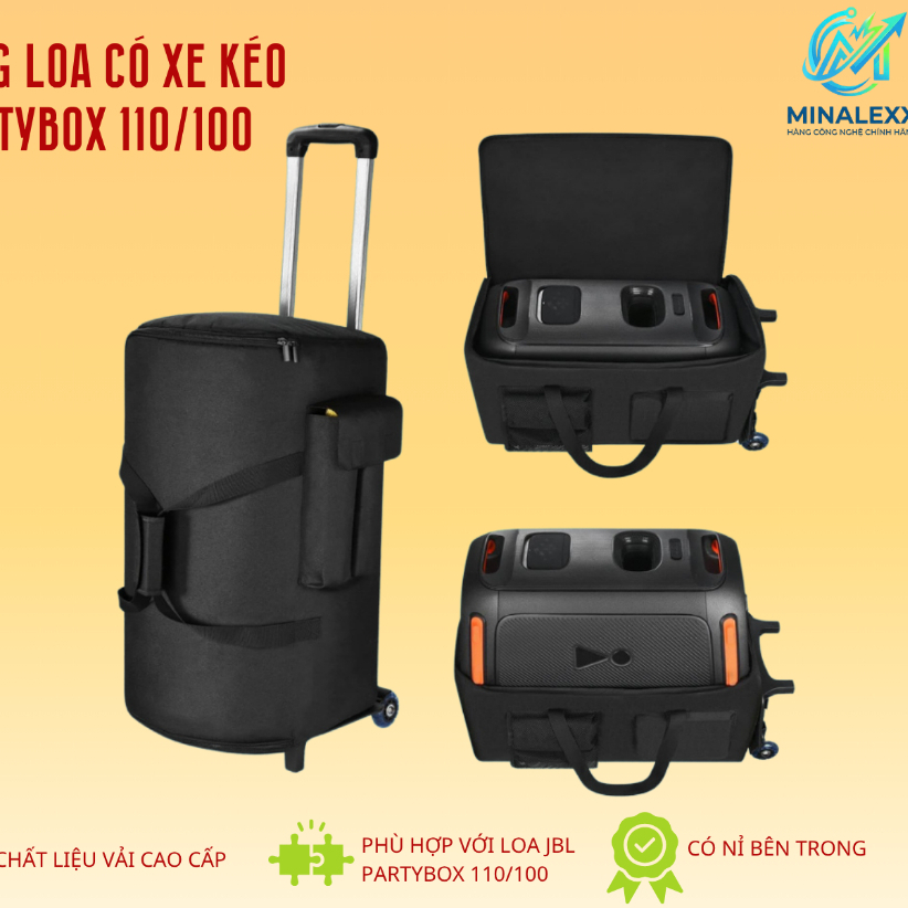Túi Đựng Loa Có Xe Kéo Bảo Vệ Loa JBL Partybox 110/100 Khi Đi Du Lịch - Chất Liệu Vải Cao Cấp
