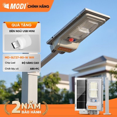 Đèn Năng Lượng Mặt Trời MODI SOLAR Phiên Bản Nâng Cấp 80W Hiệu Suất Sạc Nhanh, Cảm Biến Ánh Sáng