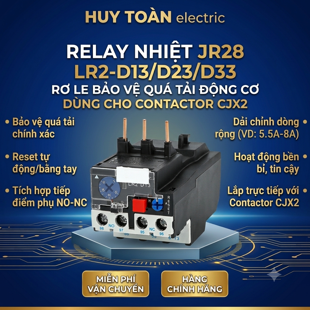Relay Nhiệt JR28 LR2-D13/D23/D33, Rơ Le Bảo Vệ Quá Tải Động Cơ Dùng Cho Contactor CJX2