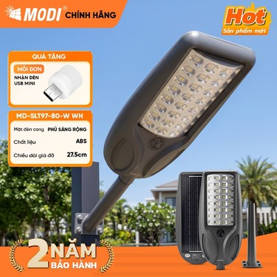 Đèn Liền Thể Bề Mặt Cong SLT97-80W MODI SOLAR Siêu Sáng Độ Sáng Cao Chống Nước IP65 Ngoài Trời