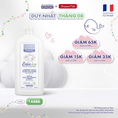 Dung dịch vệ sinh chống hăm tã hữu cơ JONZAC - Giữ ẩm làm mềm nuôi dưỡng làn da bé (500Ml-1L)