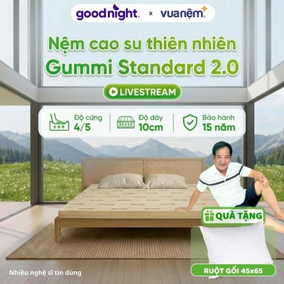 [TẶNG GỐI] Nệm Cao Su Thiên Nhiên Gummi Standard 2.0 10cm Vua Nệm, Đệm cao su, Nâng đỡ người đau lưng