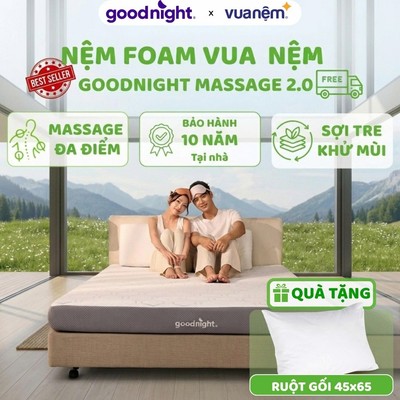 [TẶNG GỐI] Nệm Foam Vua Nệm Goodnight Massage 2.0 (Hachi) 15cm, Đệm cao su non Massage