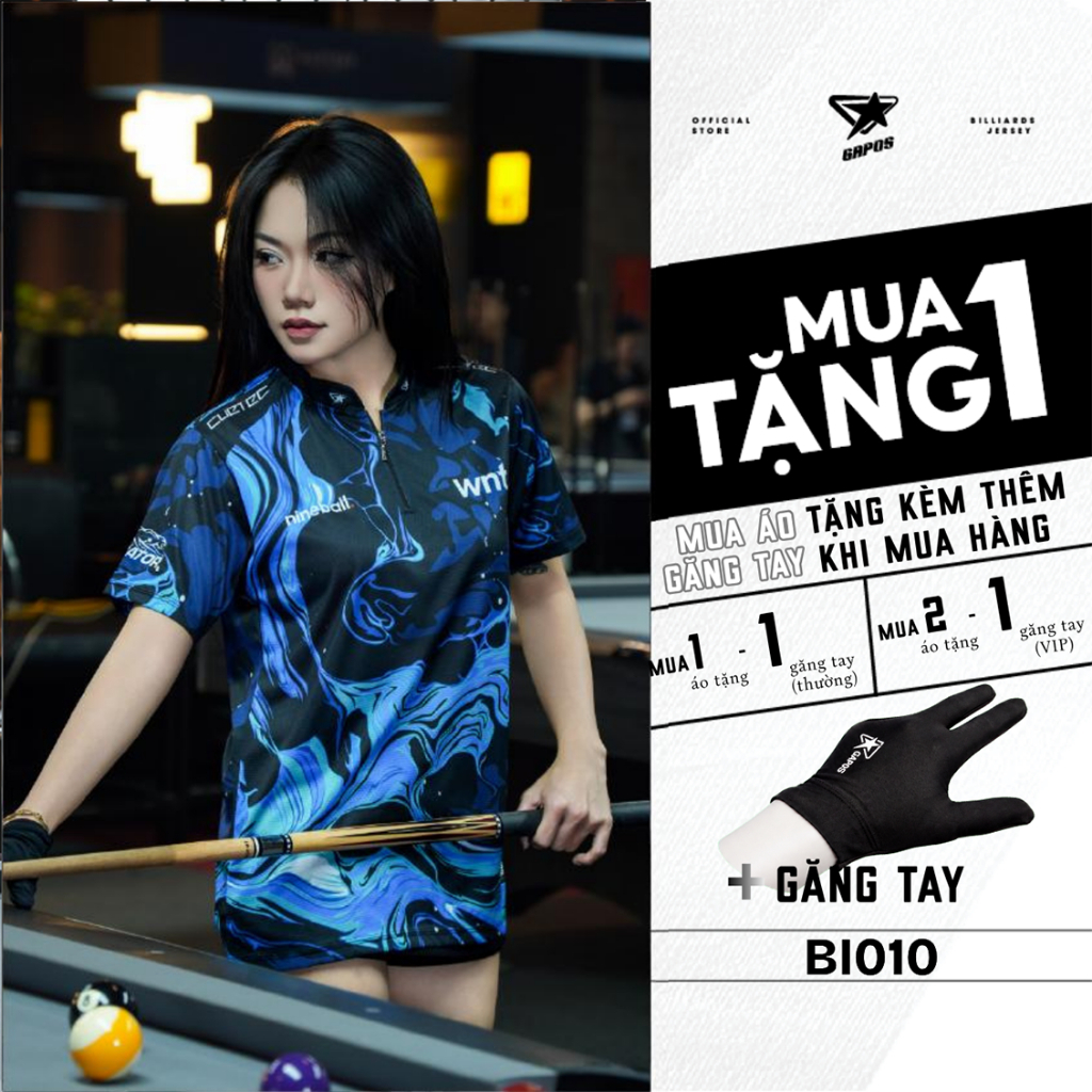 Áo Thun Thể Thao Unisex Billiards Jersey/Áo Đấu Chuyên Nghiệp Thoải Mái Màu ĐenMixXanh Mã BI010