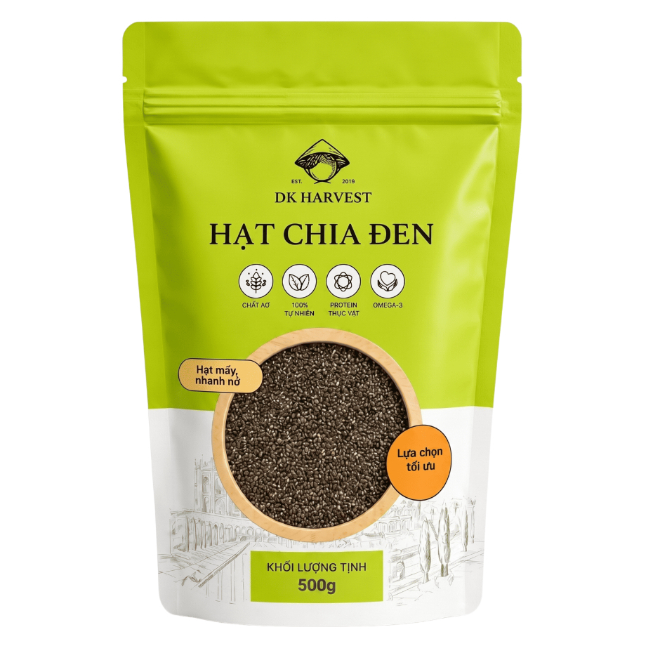 Hạt chia chính hãng 100% DK HARVEST, Túi 100g/200g/500g, hạt chia đen độ tinh khiết cao, chia seeds 