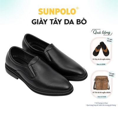 Giày nam Da bò cao cấp SUNPOLO giày công sở, đi tiệc đế cao 3.2cm SPH297