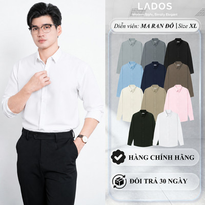 Áo sơ mi nam trơn vải kate lụa mịn LADOS - 25779 chất vải thấm hút tốt - Form chuẩn công sở
