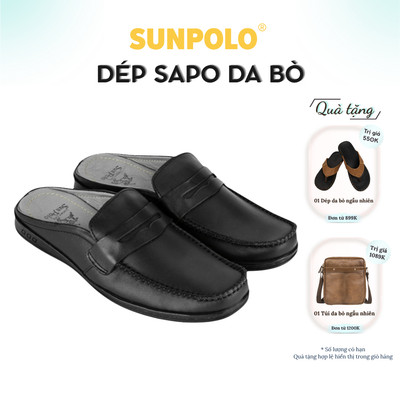 Dép Sapo Nam Da Bò SUNPOLO thoáng khí đi làm đi chơi SPO197