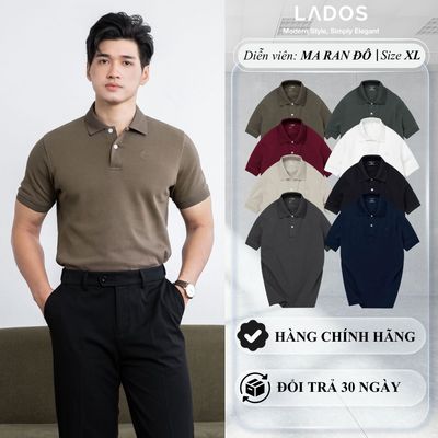 Áo Thun Polo Nam Ngắn Tay Dòng prenium LADOS-39156 Vải Cá Sấu Interlock màu trơn sang trọng phong cách Hàn Quốc