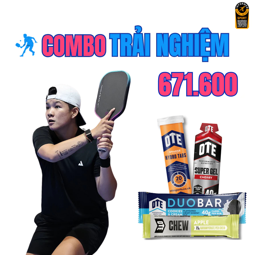 Combo Pickleball Doubles, Đánh đôi OTE Sports, Bù Muối Khoáng, Điện Giải, Tăng Thể Lực, Thể Thao