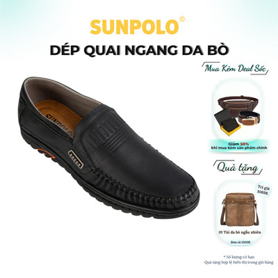 Giày lười nam Da bò SUNPOLO đi làm công sở, đi chơi LS3028