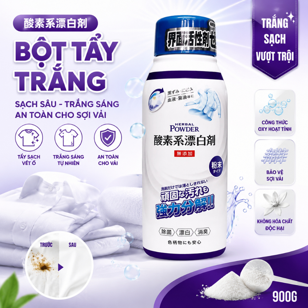 Bột tẩy trắng HERBAL POWDER Oxygen Powder Bleach 500g