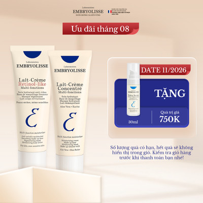 Combo Chăm Da Ngày và Đêm Embryolisse - Kem Dưỡng Ẩm Phục Hồi và Kem dưỡng chống lão hoá Retinol Like