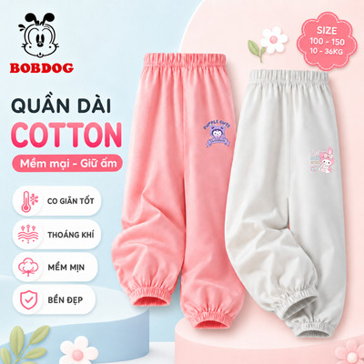 Quần dài bé gái BOBDOG dáng jogger chất thun co giãn thoáng khí in hình cute cho bé