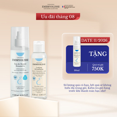 Bộ Đôi Nước Tẩy Trang Dịu Nhẹ Micellaire Lotion & Xịt Dưỡng Cấp Ẩm Sâu Eau De Beaute Rosamelis