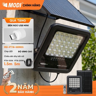 Đèn Pha Năng Lượng Mặt Trời Thế Hệ Mới MODI SOLAR Cảm Biến Áng Sáng Điều Khiển Từ Xa