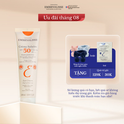 [OUTLET S5] [DATE 03/2027] Kem chống nắng phổ rộng dưỡng ẩm cho da khô Embryolisse Crème Solaire 100ml