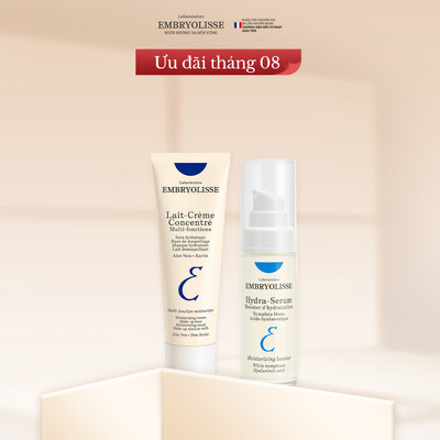 Bộ đôi Serum [DATE 11/2026] Double HA 30ml và Kem dưỡng ẩm siêu phục hồi Embryolisse (30-75ml)