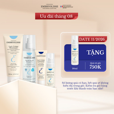 Bộ 4 bước dưỡng da chuyên sâu (Sữa rửa mặt 200ml, Xịt dưỡng 200ml, Serum 30ml[DATE 11/2026], Kem dưỡng 30ml) Embryolisse