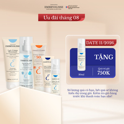 Bộ 5 bước chăm sóc da chuyên sâu (Sữa rửa mặt 200ml, Xịt dưỡng 200ml, Serum 30ml, Kem dưỡng 30ml, KCN 100ml) Embryolisse