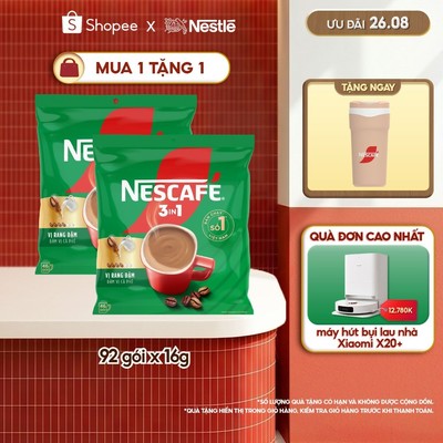 Combo 2 Bịch Cà phê Hòa tan NESCAFÉ VỊ RANG ĐẬM 46 gói Đậm Thơm Hoàn Hảo