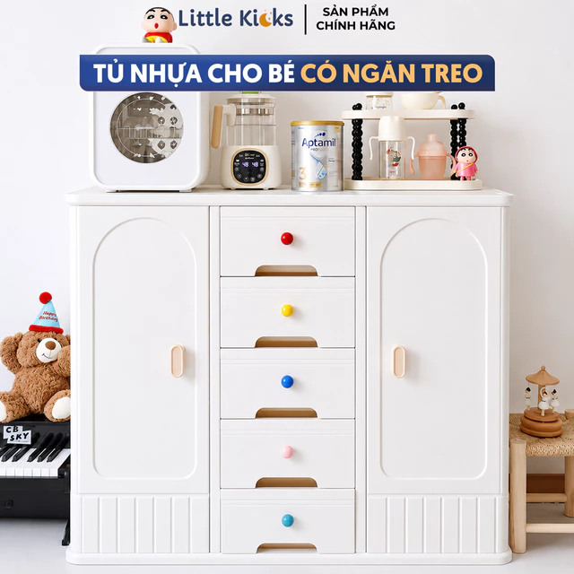 Tủ Nhựa Cho Bé Kệ Đựng Đồ Little Kicks Nhiều Ngăn Cao Cấp, Tủ Để Quần Áo Đồ Chơi Cho Bé Sơ Sinh