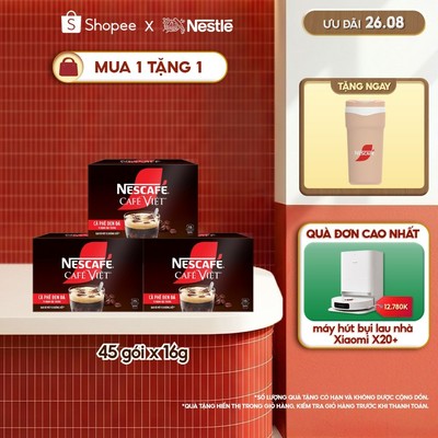 Combo 3 Hộp Cà phê Hòa tan NESCAFÉ CAFÉ VIỆT 15 gói Vị Mạnh đặc trưng