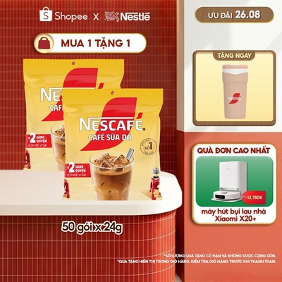 Combo 2 Bịch Cà phê Hòa tan NESCAFÉ CAFÉ SỮA ĐÁ 25 gói Gấp đôi sánh quyện