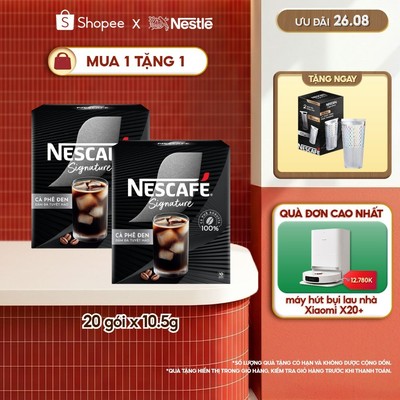 Combo 2 hộp Cà phê đen hòa tan NESCAFÉ Signature Hộp 10 gói ĐẬM ĐÀ TUYỆT HẢO