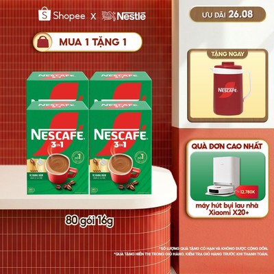 Combo 4 Hộp Cà phê Hòa tan NESCAFÉ VỊ RANG ĐẬM 20 gói Đậm Thơm Hoàn Hảo