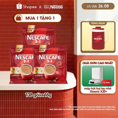[CÔNG THỨC CẢI TIẾN] Combo 3 Bịch Cà phê Hòa tan NESCAFÉ VỊ NGUYÊN BẢN 46 gói - Đậm thơm hài hòa