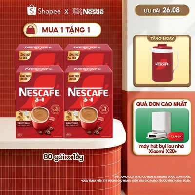 [CÔNG THỨC CẢI TIẾN] Combo 4 hộp Cà phê Hòa tan NESCAFÉ VỊ NGUYÊN BẢN 20 gói - Đậm thơm hài hòa