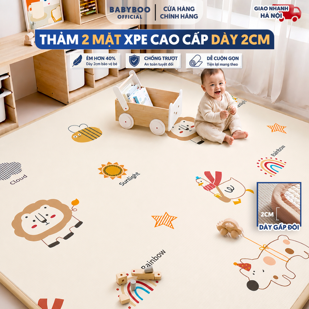 Thảm Xốp Cho Bé Little Kicks , Thảm Cuộn XPE Họa Tiết Cao Cấp An Toàn Cho Bé 2…