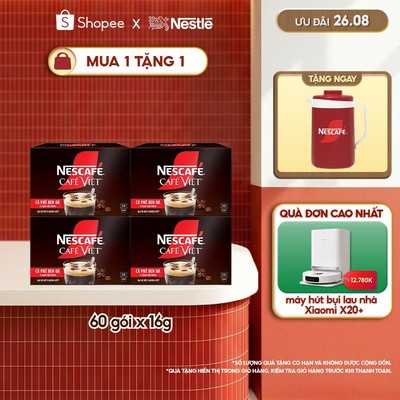 Combo 4 Hộp Cà phê Hòa tan NESCAFÉ CAFÉ VIỆT 15 gói Vị Mạnh đặc trưng