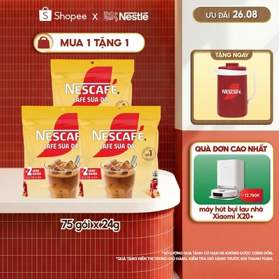 Combo 3 Bịch Cà phê Hòa tan NESCAFÉ CAFÉ SỮA ĐÁ 25 gói Gấp đôi sánh quyện