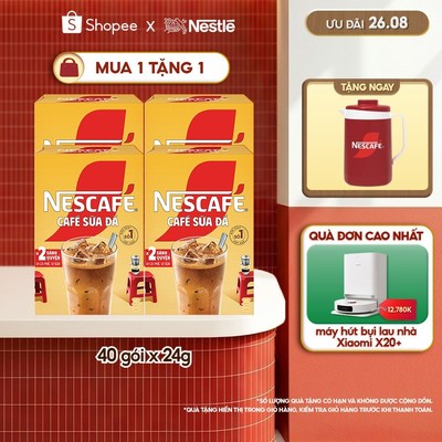 Combo 4 Hộp Cà phê Hòa tan NESCAFÉ CAFÉ SỮA ĐÁ 10 gói Nhân đôi sánh quyện