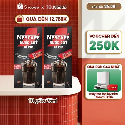 COMBO 2 HỘP NƯỚC CỐT CÀ PHÊ NESCAFÉ - CÀ PHÊ ĐEN ĐÁ (hộp 5 gói x 75 ml)